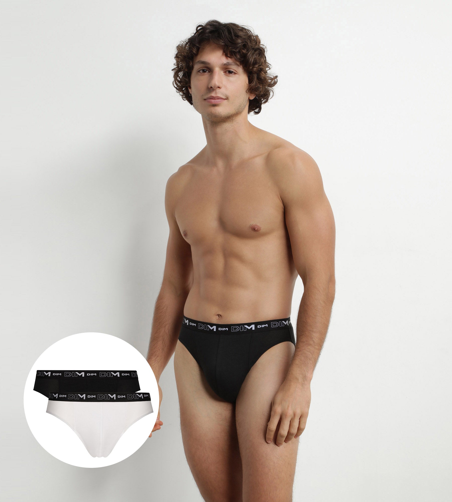 DIM Pack de 2 calzoncillos para hombre Negro Blanco Contraste Cintura Dim Algodón Stretch
