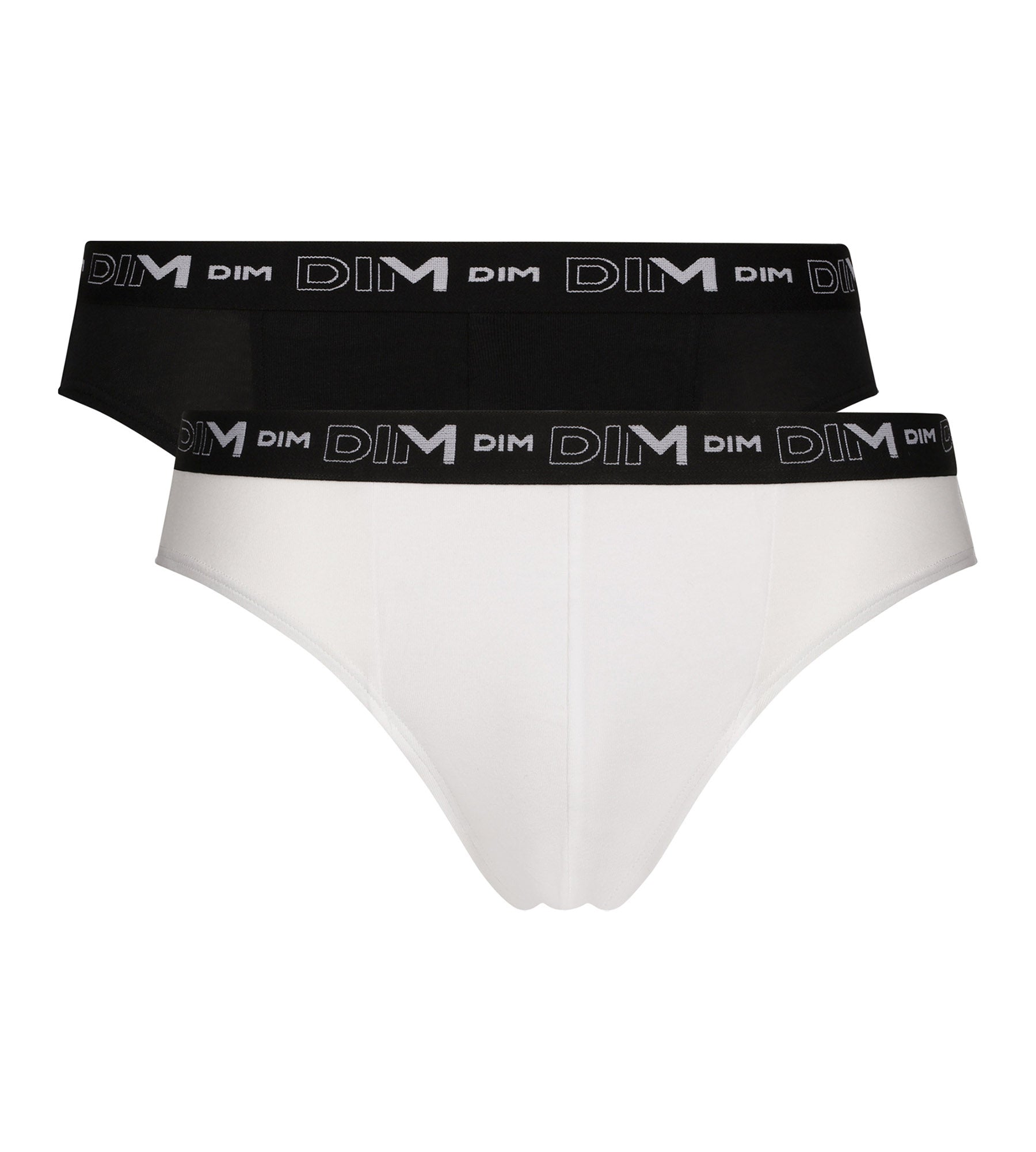DIM Pack de 2 calzoncillos para hombre Negro Blanco Contraste Cintura Dim Algodón Stretch