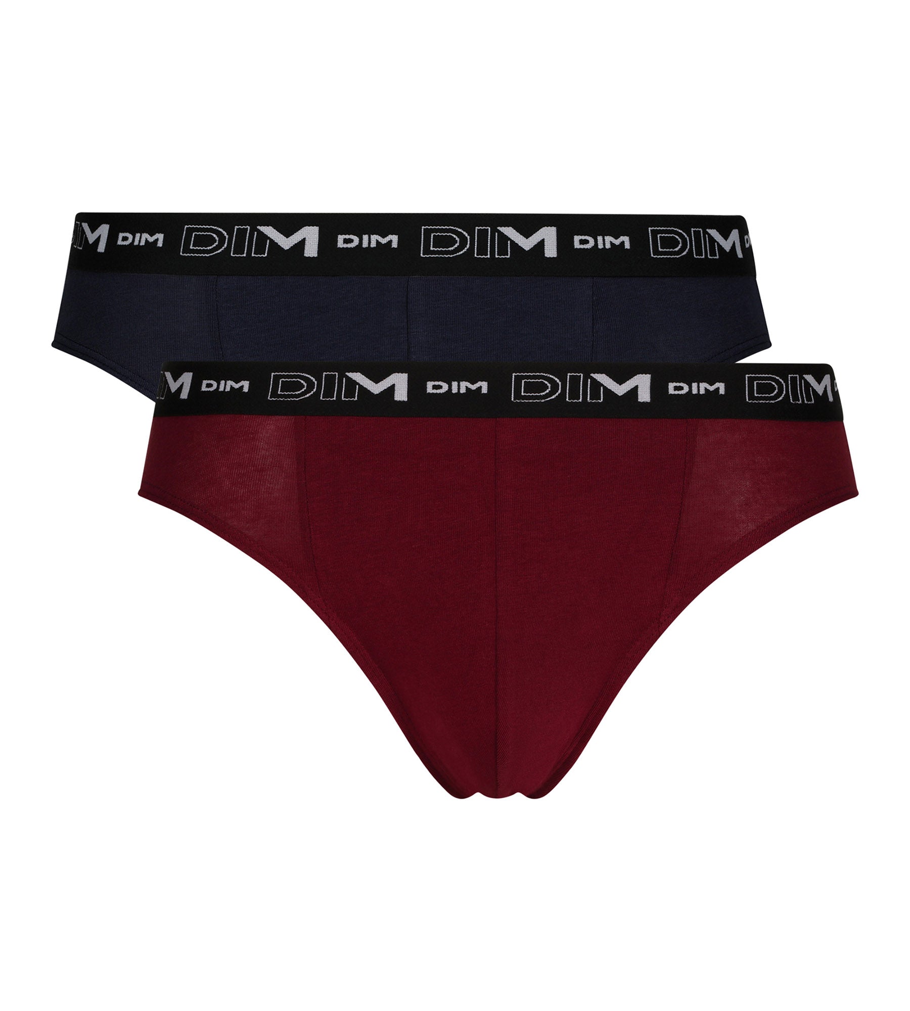 DIM Pack de 2 calzoncillos de hombre azul rojo con cintura de contraste de algodón elástico Dim