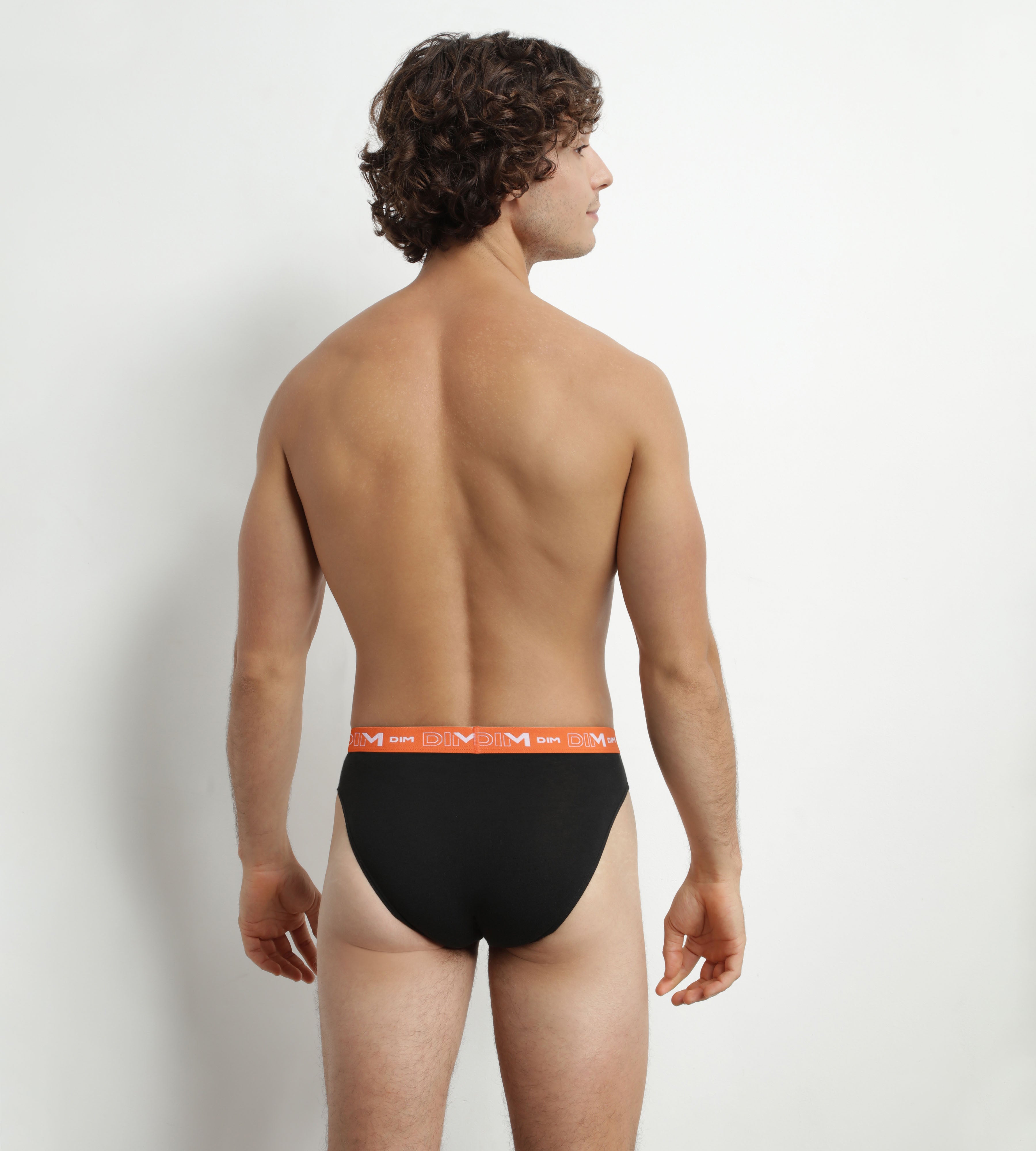 DIM Pack de 3 calzoncillos para hombre de algodón elástico Dim Negro Naranja Verde