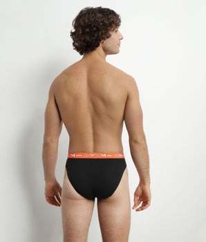 Pack de 3 calzoncillos para hombre de algodón elástico Dim Negro Naranja Verde