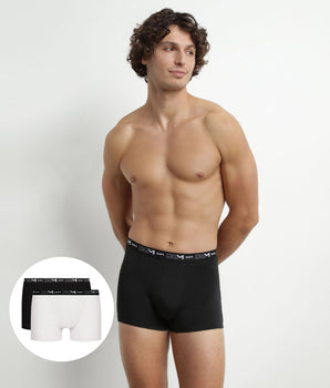 Pack de 2 Boxers de hombre Negro Blanco Contraste Cintura Dim Algodón Stretch