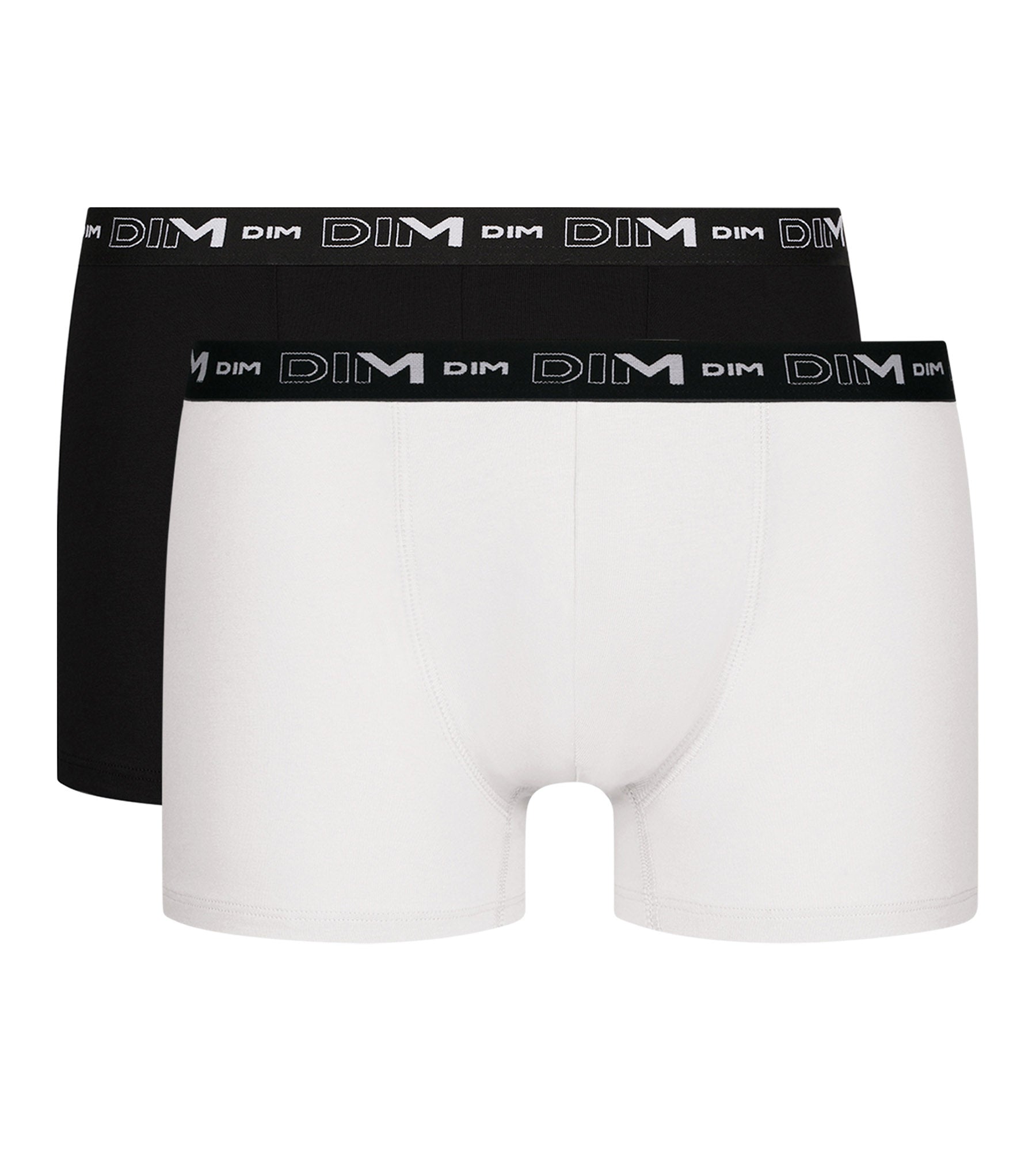 DIM Pack de 2 Boxers de hombre Negro Blanco Contraste Cintura Dim Algodón Stretch