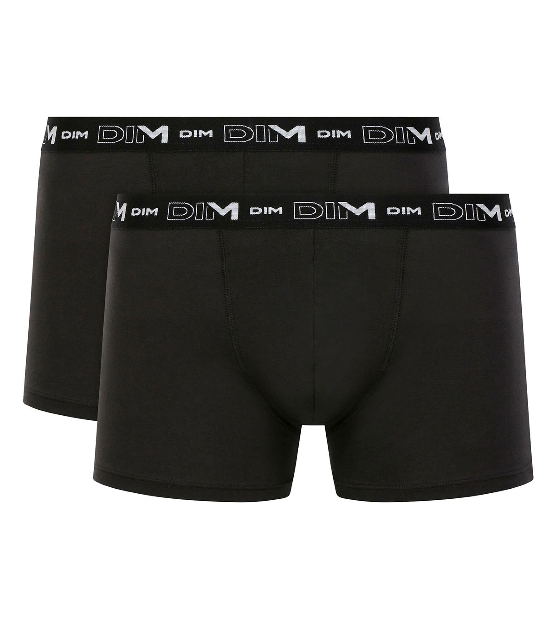 DIM Pack de 2 bóxers negros de algodón elástico para hombre