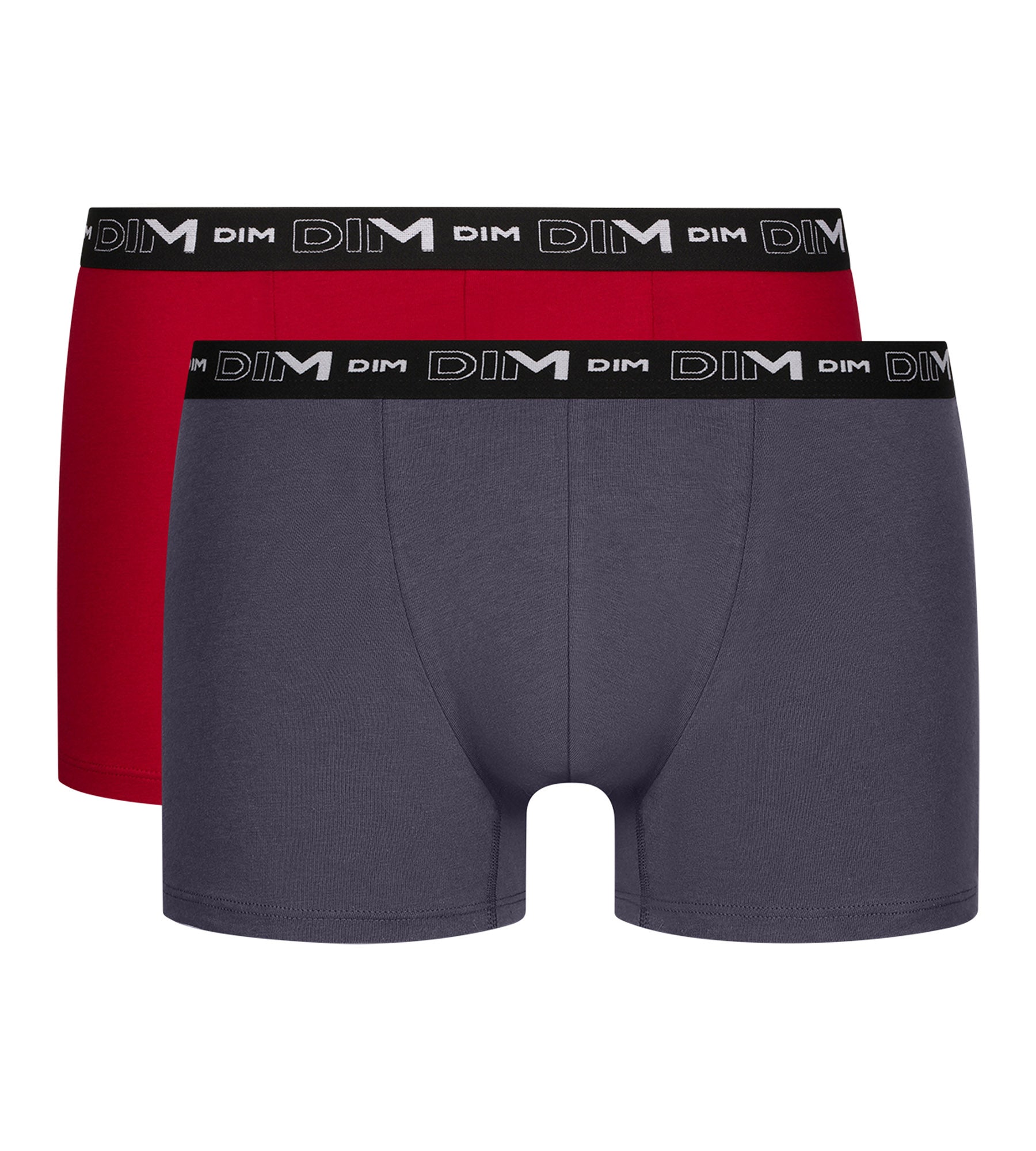 DIM Pack de 2 bóxers para hombre de color gris rojizo con cintura en contraste de algodón elástico Dim