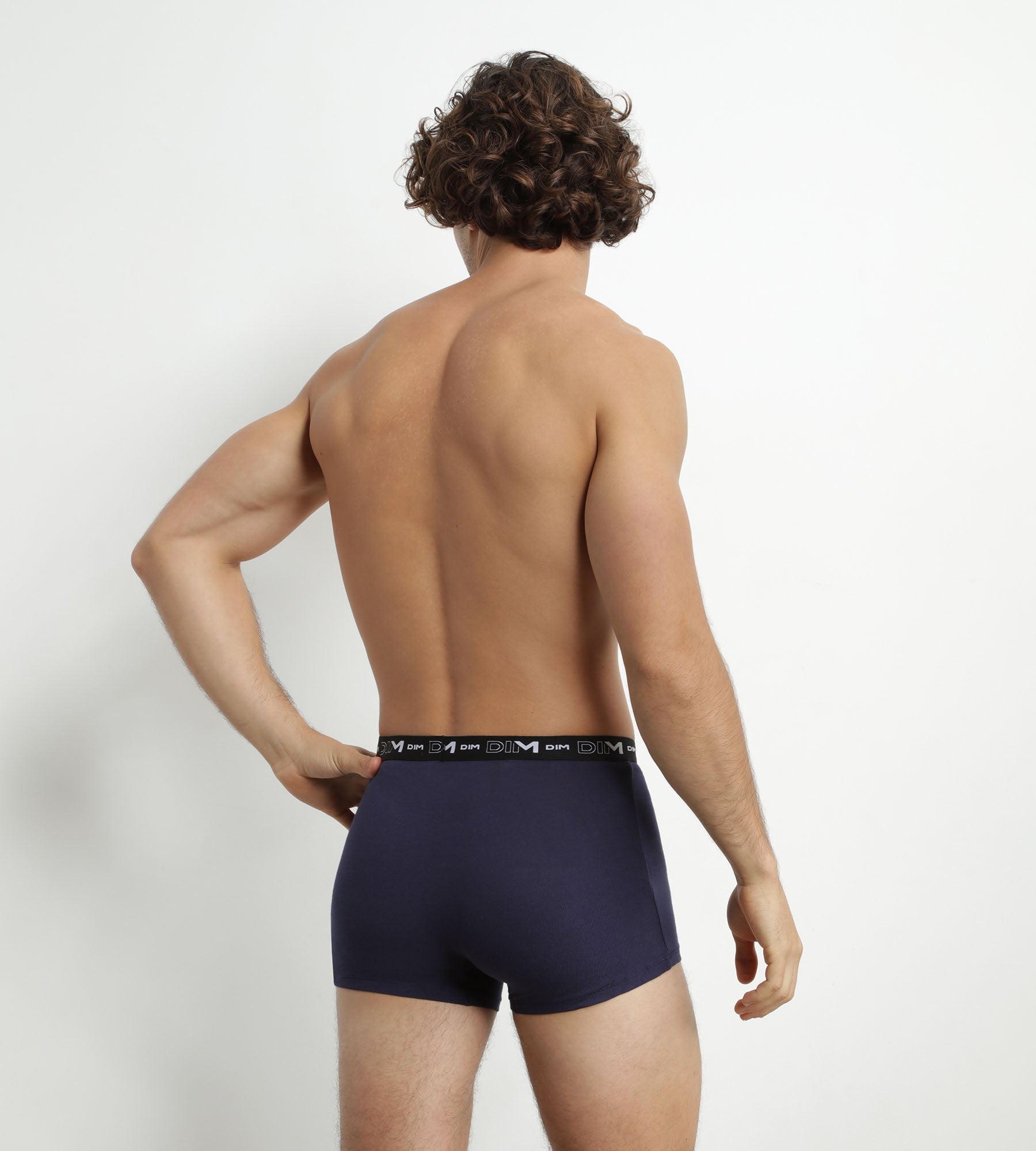 DIM Pack de 2 bóxers de hombre rojo azul con cintura en contraste Algodón elástico Dim
