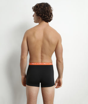 Pack de 2 Boxers de hombre negros con cintura azul y naranja Algodón elástico Dim