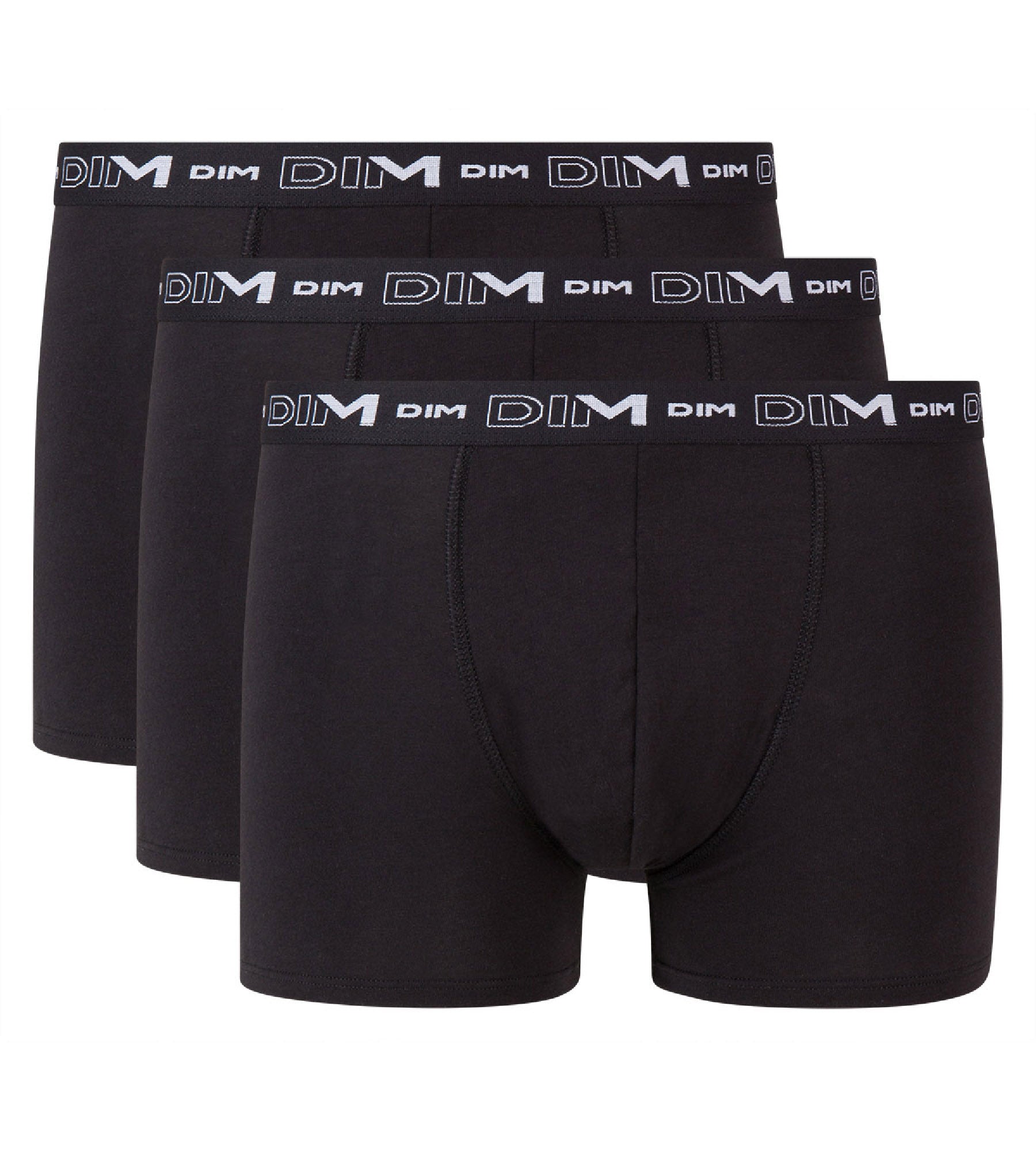 DIM Pack de 3 bóxers negros para hombre de algodón elástico
