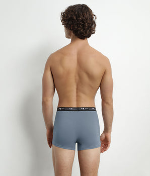 Pack de 3 Boxers Gris Negro Hombre con Cintura en Contraste Algodón Stretch Dim