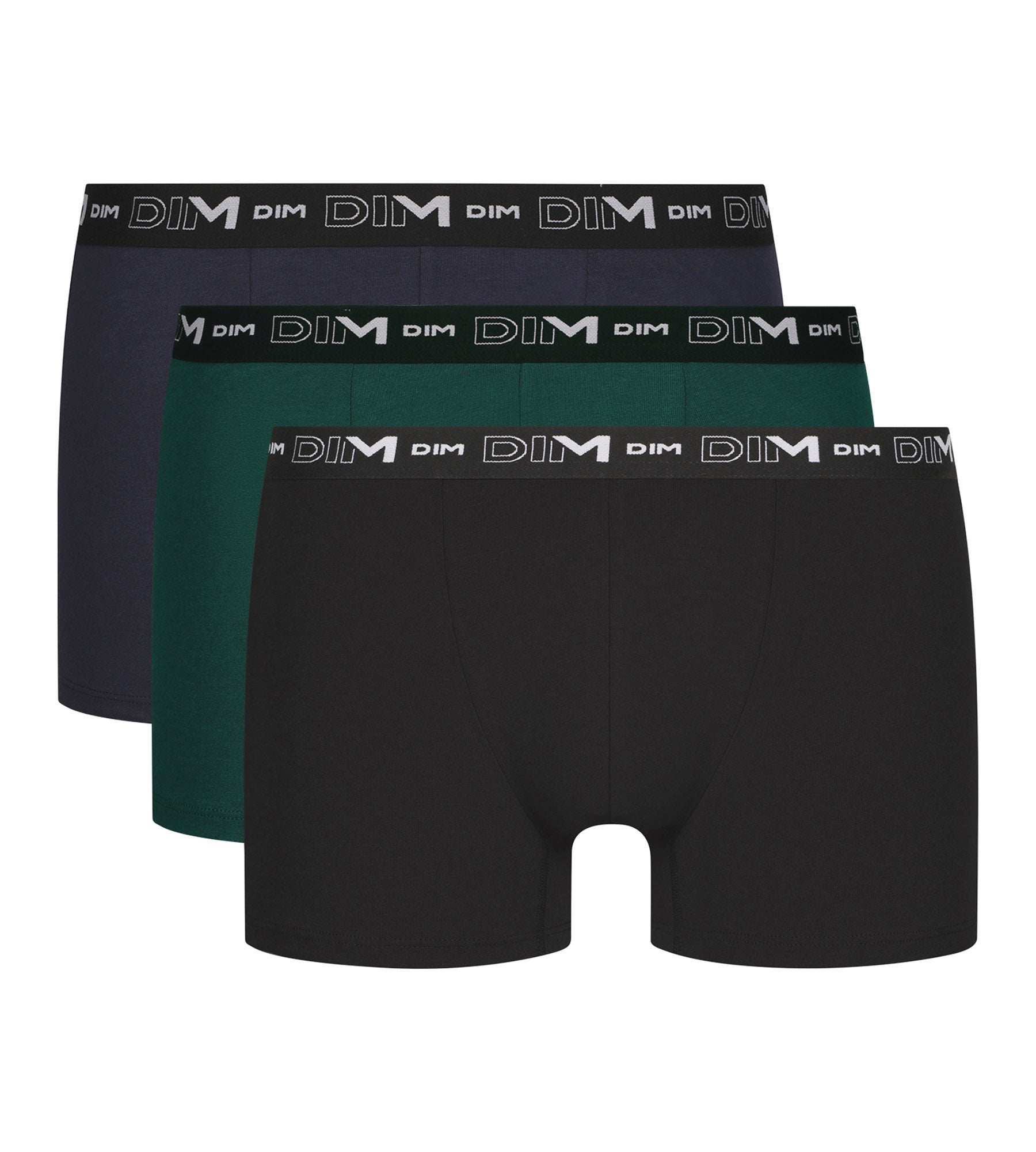 DIM Pack de 3 Boxers de algodón para hombre Verde Azul Dim Algodón Stretch
