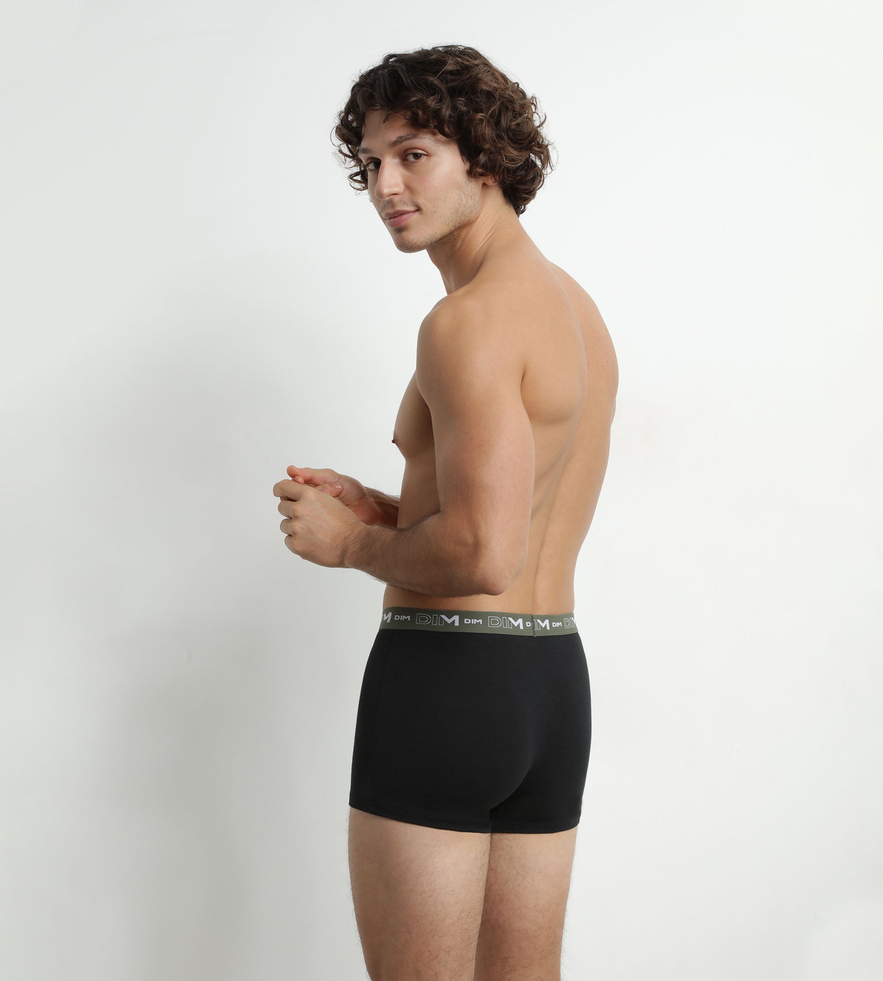 DIM Pack de 3 calzoncillos bóxer de algodón elástico azul naranja para hombre