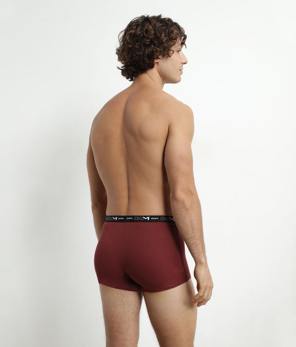 DIM Pack de 3 calzoncillos bóxer de algodón elástico rojo verde para hombre