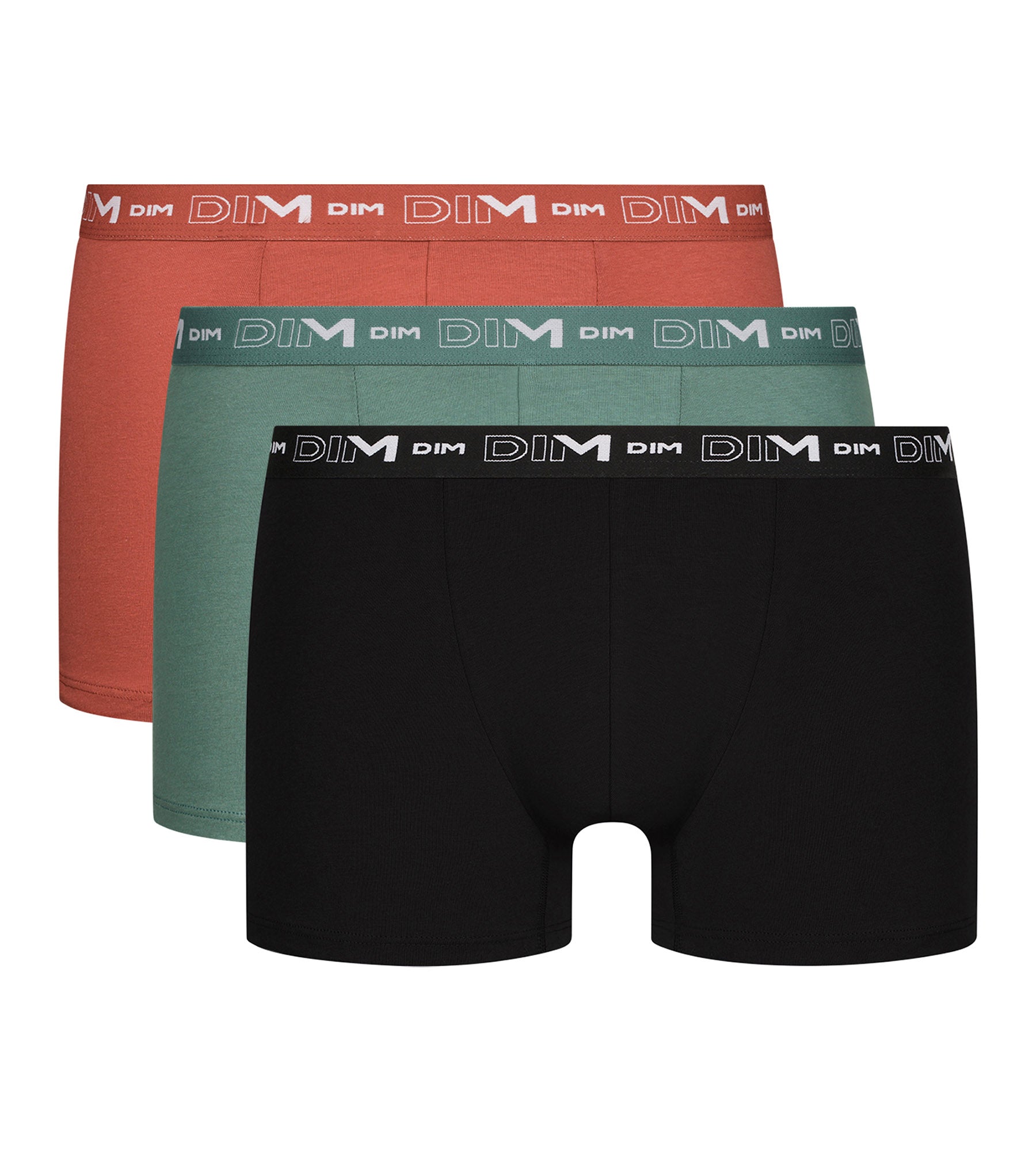 DIM Pack de 3 calzoncillos bóxer de algodón para hombre Negro Verde Dim Algodón Stretch
