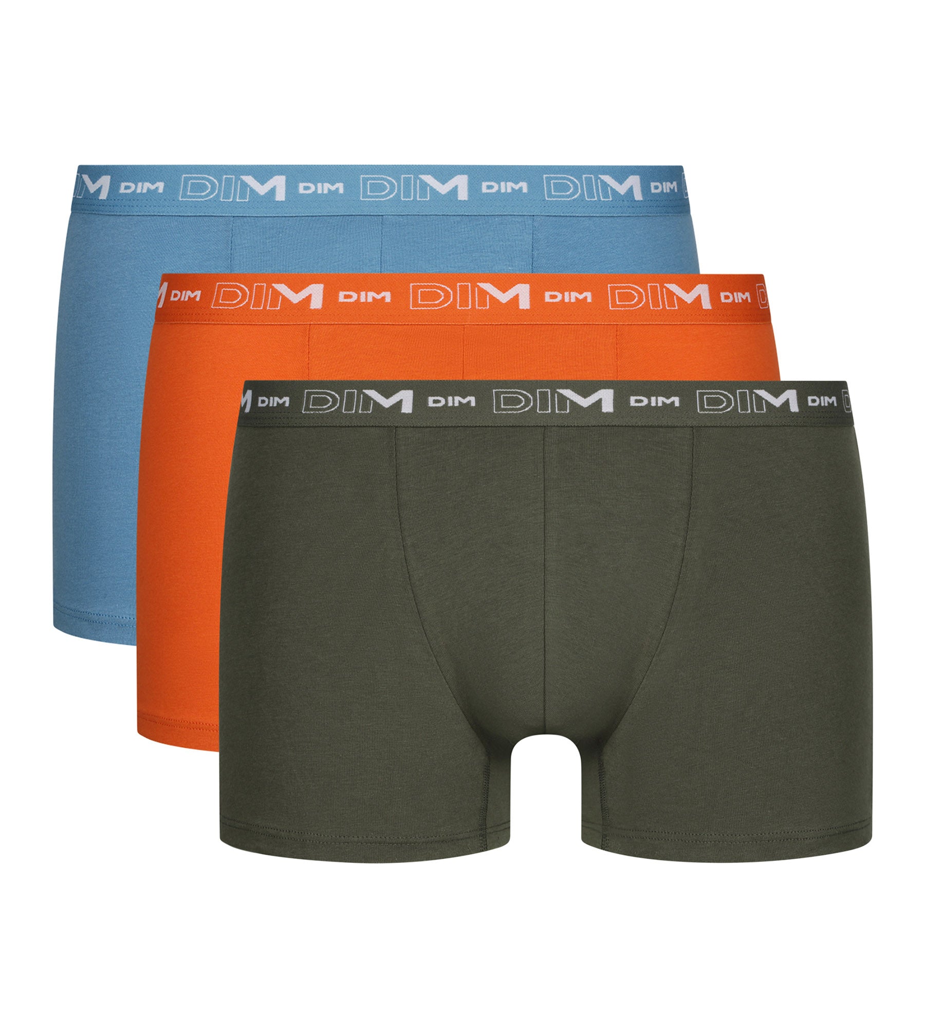 DIM Pack de 3 calzoncillos bóxer de algodón elástico naranja verde para hombre