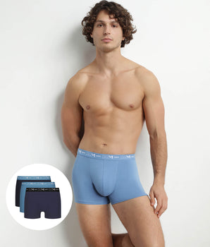 Pack de 3 calzoncillos bóxer de algodón elástico azul Riviera Denim negro para hombre