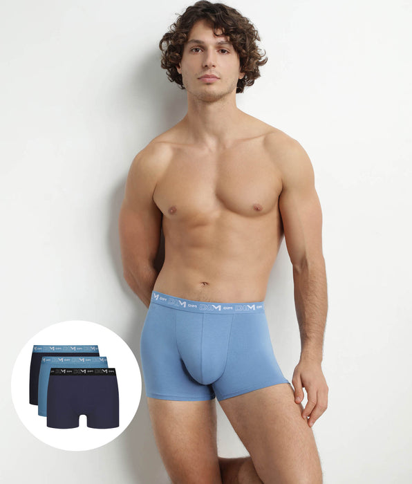 DIM Pack de 3 calzoncillos bóxer de algodón elástico azul Riviera Denim negro para hombre
