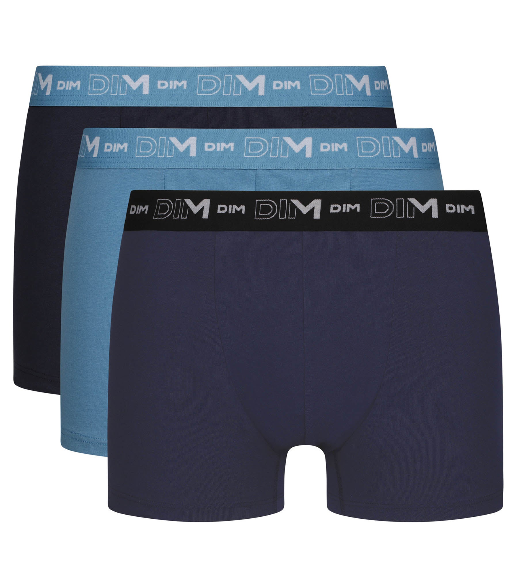 DIM Pack de 3 calzoncillos bóxer de algodón elástico azul Riviera Denim negro para hombre