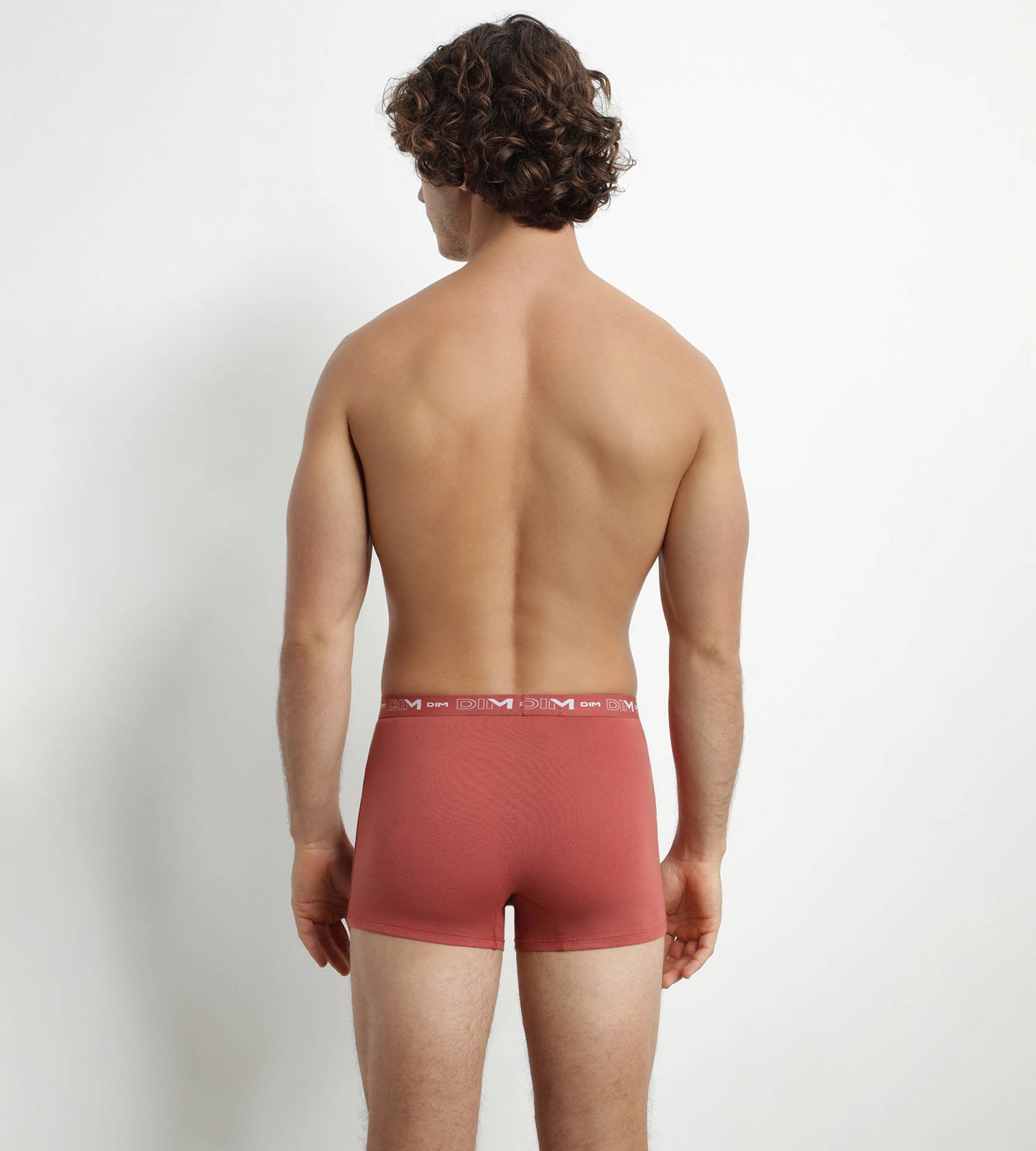 DIM Pack de 3 calzoncillos bóxer de algodón elástico para hombre, color negro terracota Chiné Dim