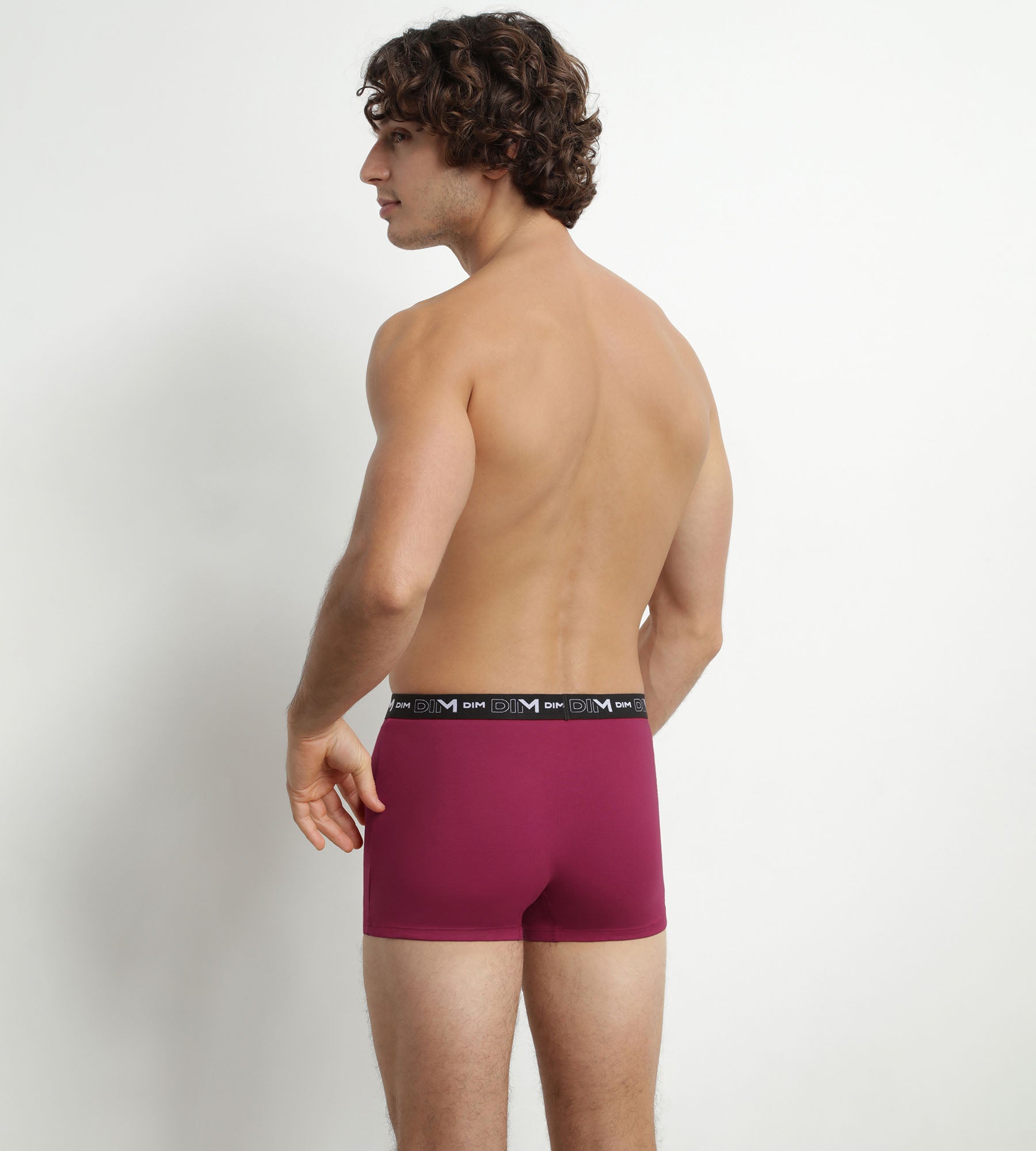DIM Pack de 3 bóxers para hombre de algodón elástico Negro Caqui Rojo Dim