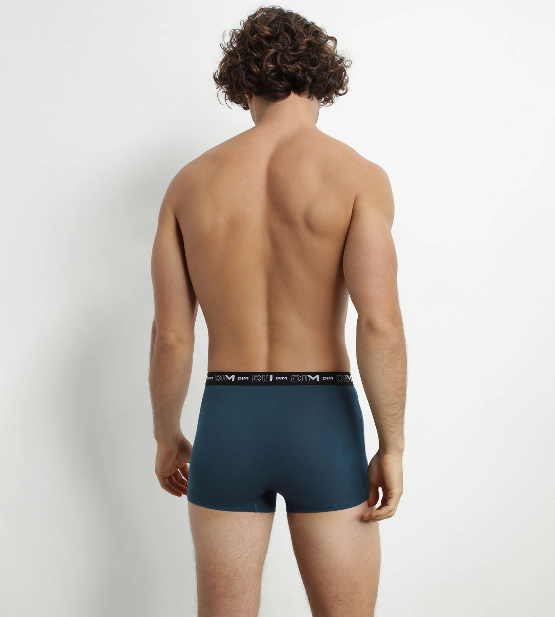 DIM Pack de 3 calzoncillos bóxer de algodón elástico para hombre Negro Verde Azul Dim