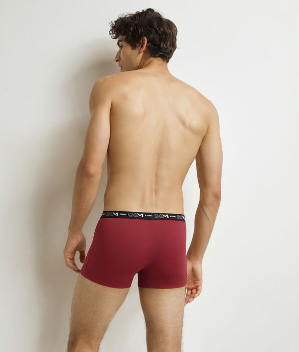 DIM Pack de 3 calzoncillos bóxer para hombre Verde Beige Rojo Algodón Stretch