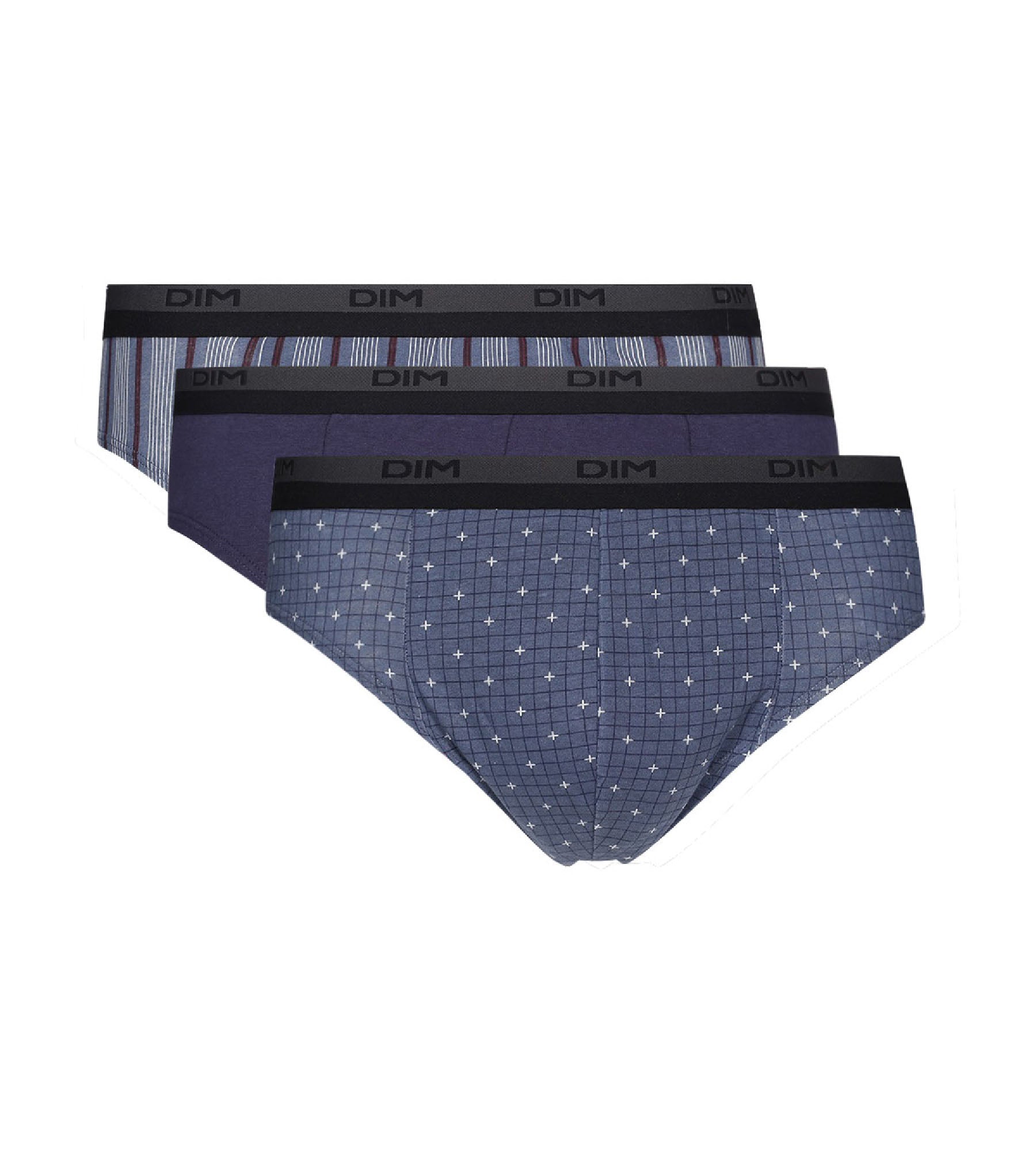 DIM Juego de 3 calzoncillos tipo slip en algodón con estampado de cruces Azul Dim Coton Print