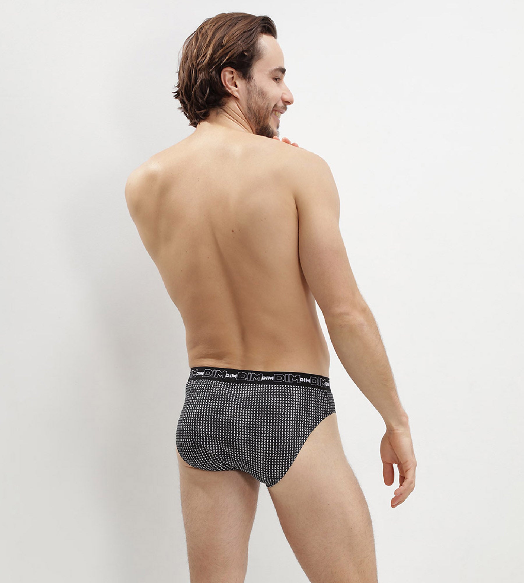 DIM Juego de 3 calzoncillos tipo slip en algodón con estampado de cubos Gris Dim Coton Print