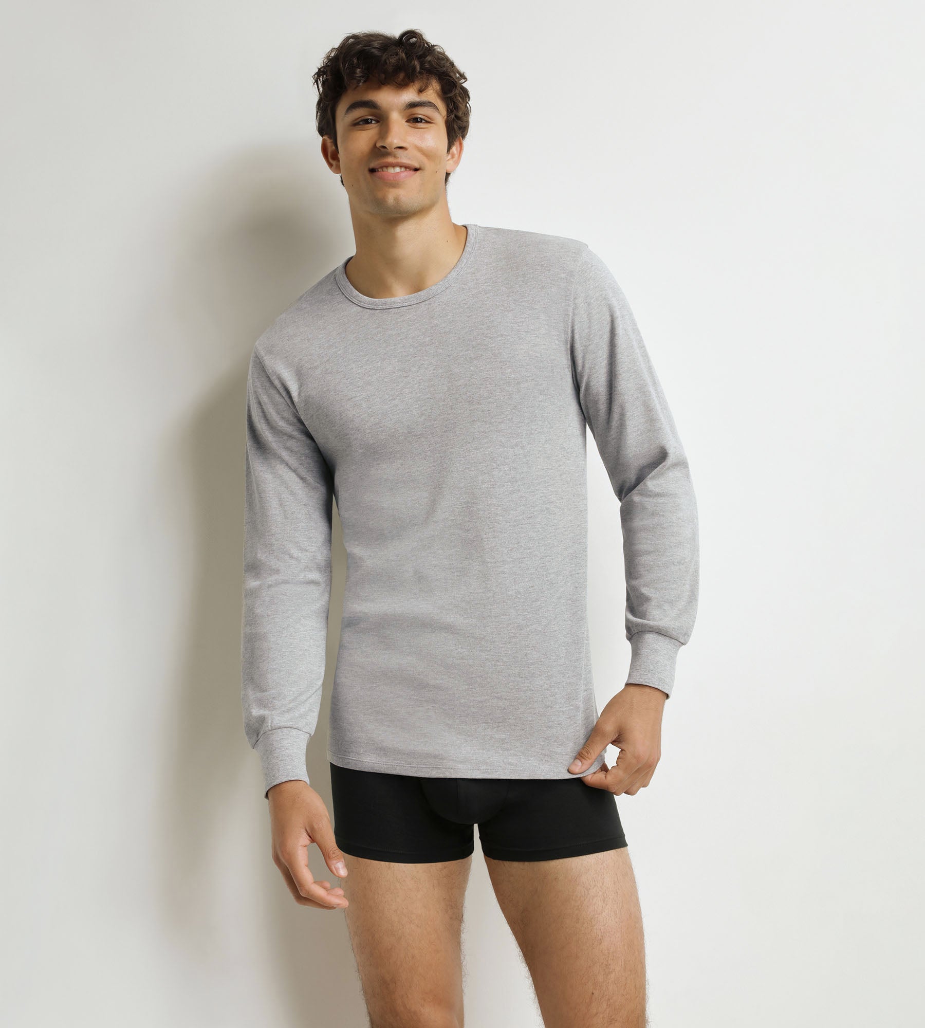 DIM Camiseta de hombre Dim Thermal de algodón gris jaspeado