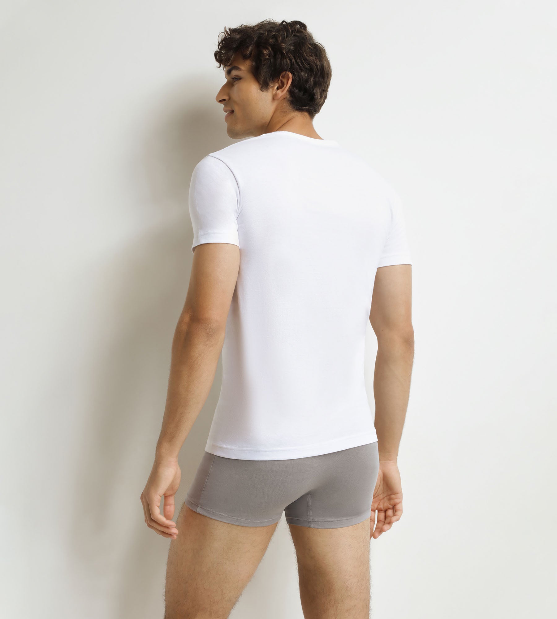 DIM Lot de 2 t-shirts homme en coton blanc à col en V EcoDim