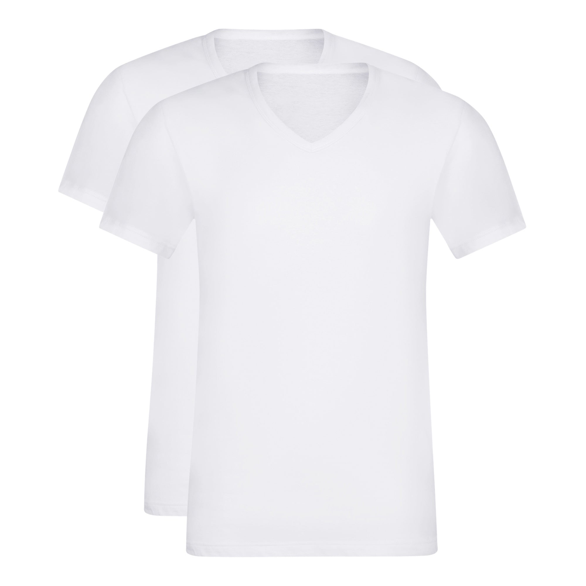 DIM Lot de 2 t-shirts homme en coton blanc à col en V EcoDim