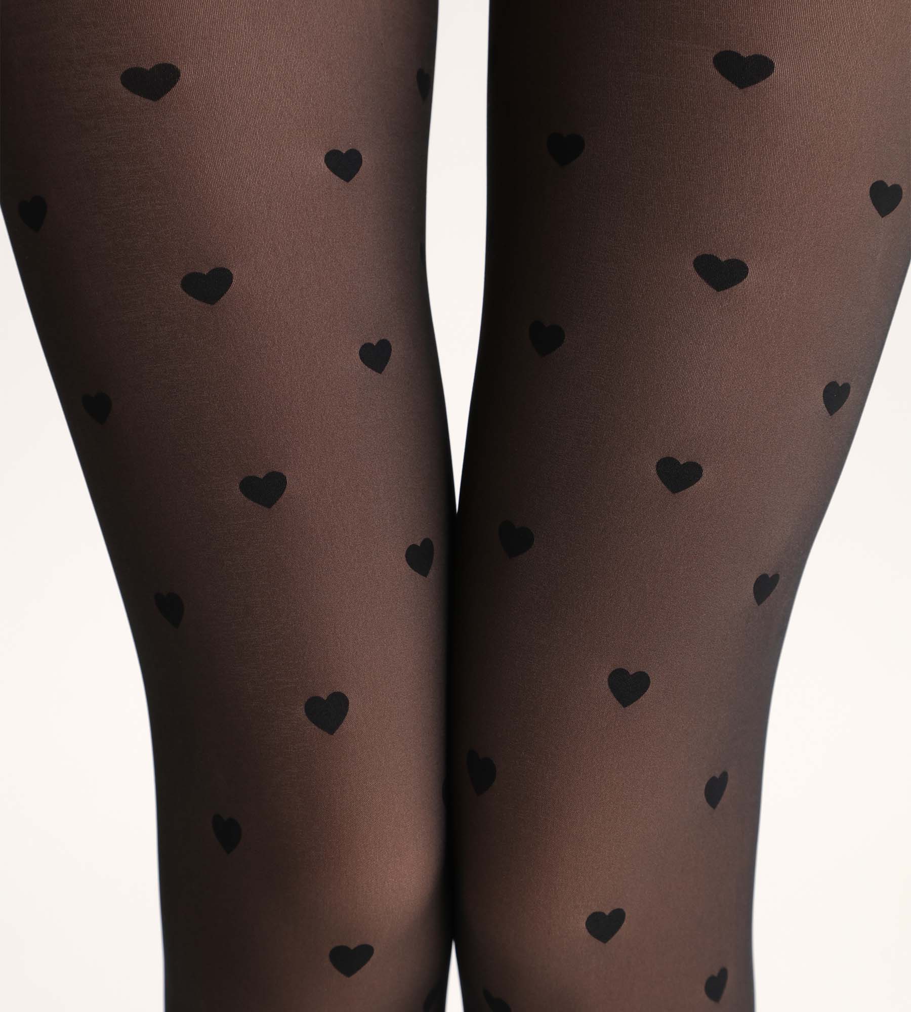 DIM Pantis negras con corazones Thermo