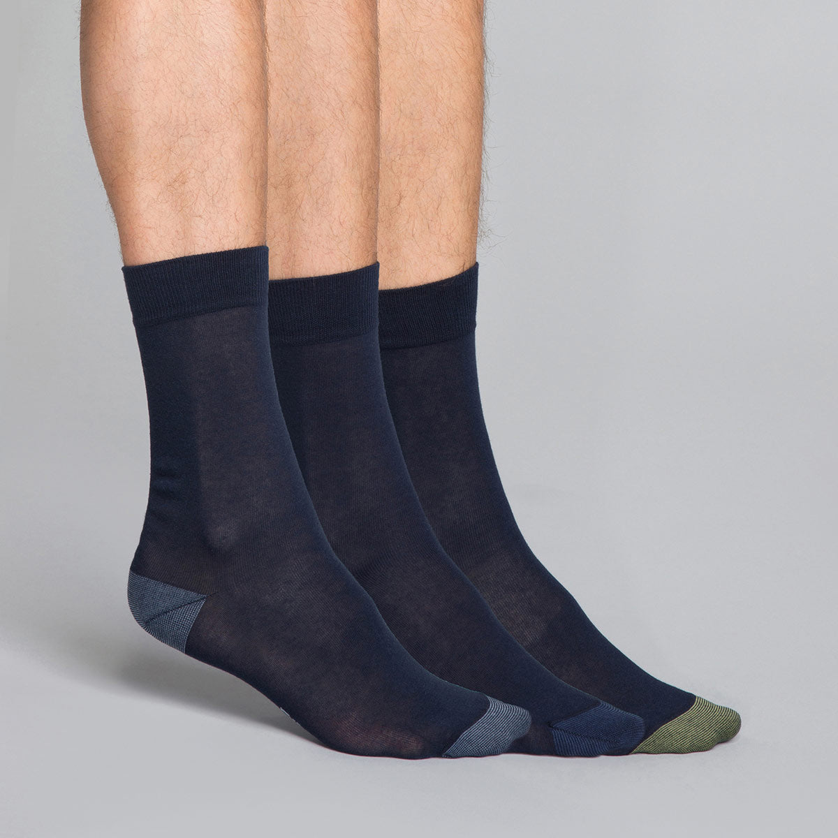 DIM Pack de 3 pares de calcetines azul marino Hombre - Dim Coton Style