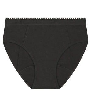 Braga menstrual para niña en algodón orgánico para Flujo Abundante Negro Dim Protect