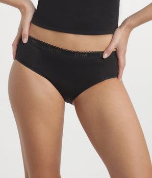 Braga menstrual para niña en algodón orgánico para Flujo Abundante Negro Dim Protect