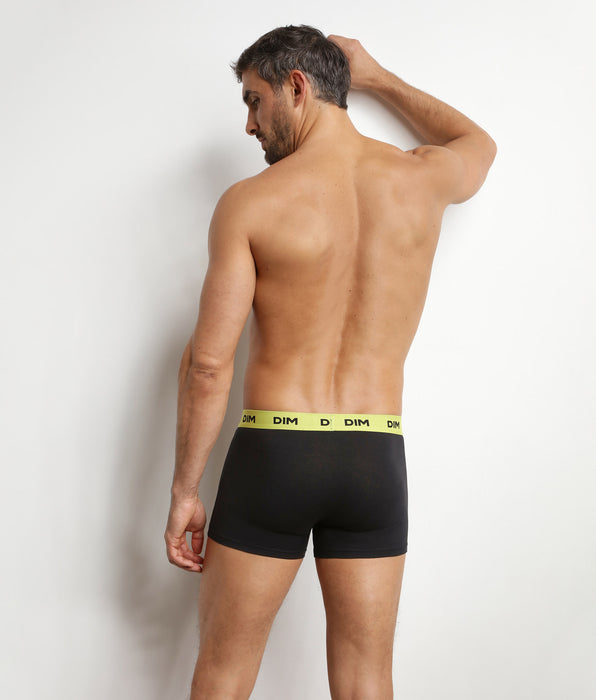 DIM Pack de 3 bóxers para hombre negros con cintura de color Magenta Mix & Colors