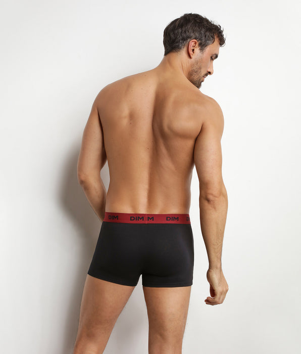 DIM Pack de 3 bóxers para hombre negros con cintura de color Flamme Mix & Colors