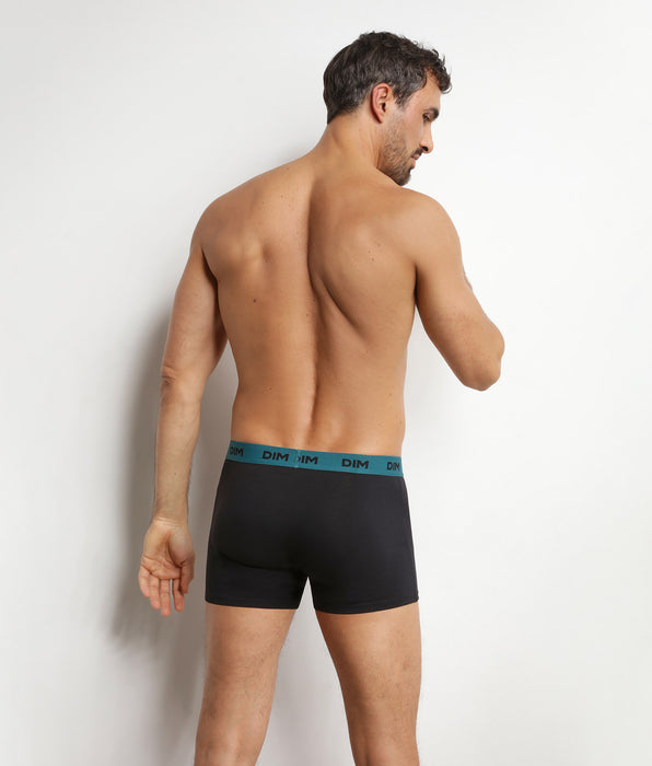 DIM Pack de 3 bóxers para hombre negros con cintura de color bosque Mix & Colors