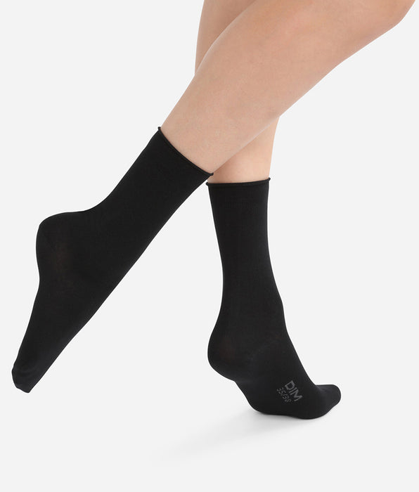 DIM Pack de 2 pares de calcetines de algodón modal negros para mujer