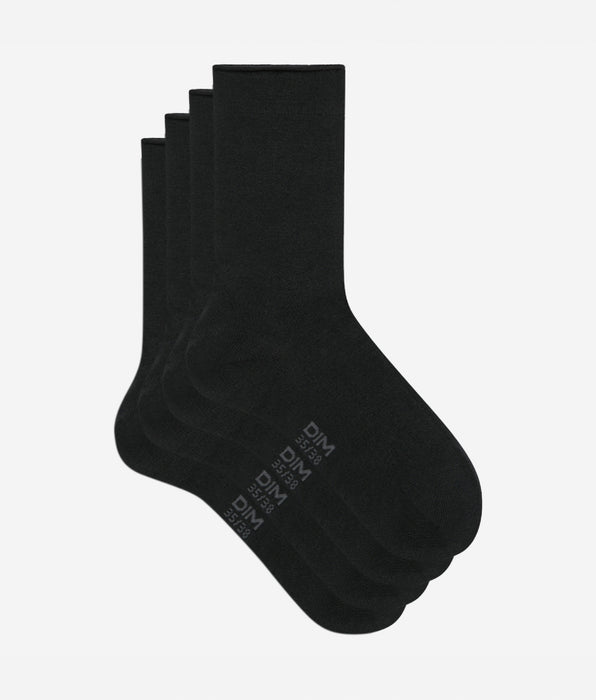 DIM Pack de 2 pares de calcetines de algodón modal negros para mujer