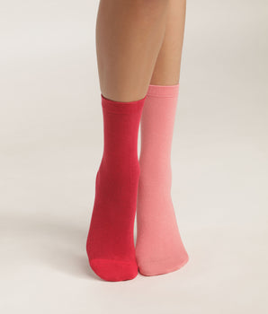 Pack de 2 pares de calcetines de algodón rosa para mujer Dim