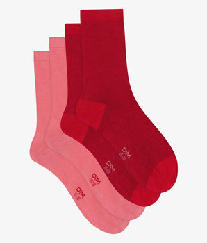 Pack de 2 pares de calcetines de algodón rosa para mujer Dim