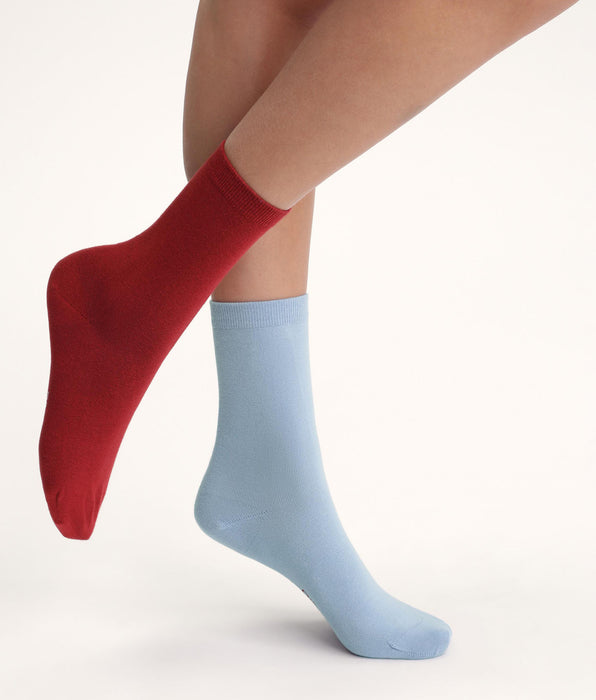DIM Pack de 2 pares de calcetines de mujer Rojo Azul Algodón