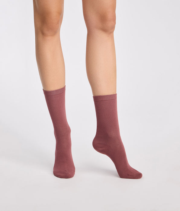 DIM Lote de 2 calcetines de mujer higo, burdeos Coton