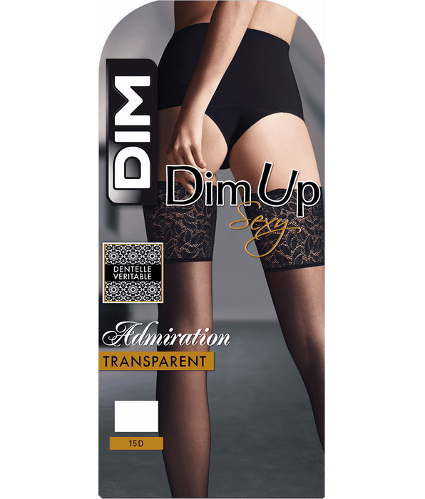 DIM Medias negras DIM UP SEXY 15D con liga ancha de encaje