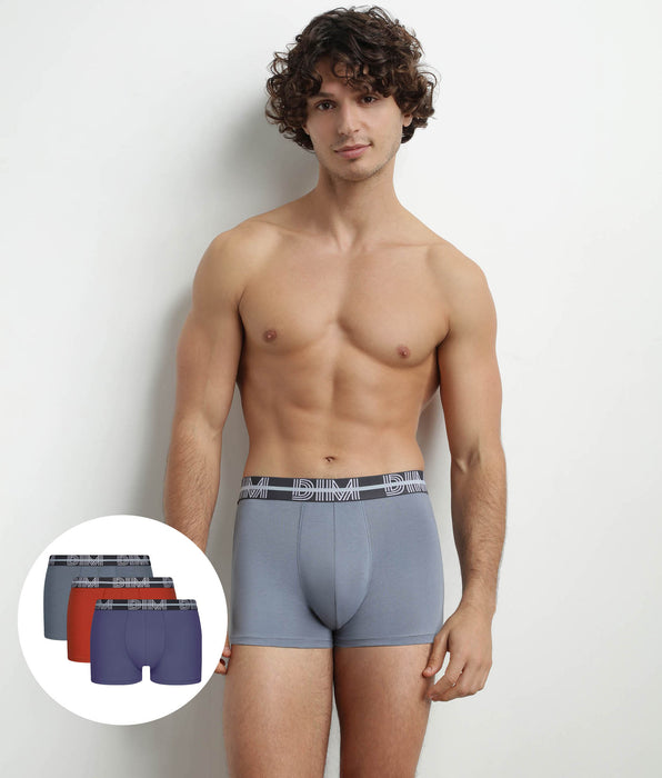 DIM Pack de 3 bóxers de hombre con cinturón 3D Azul Rojo Gris Dim Powerful