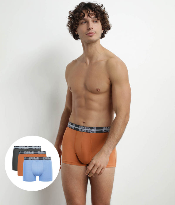 DIM Pack de 3 bóxers de hombre con cinturón 3D Gris Azul Naranja Dim Powerful