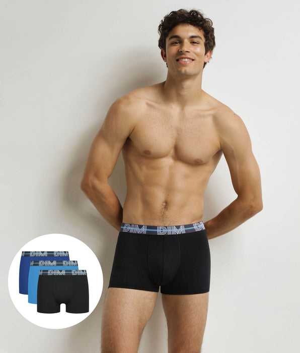 DIM Pack de 3 calzoncillos para hombre Black Blue Powerful
