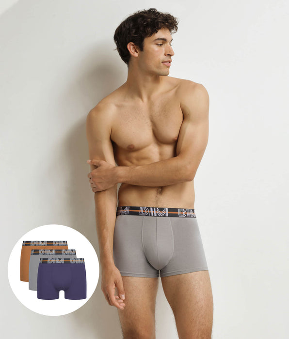 DIM Pack de 3 calzoncillos Terre Powerful gris violeta para hombre
