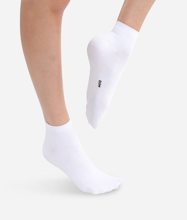 DIM Pack de 2 pares de calcetines bajos blancos segunda piel para mujer