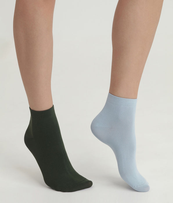 DIM Pack de 2 pares de calcetines de mujer Verde Azul Piel